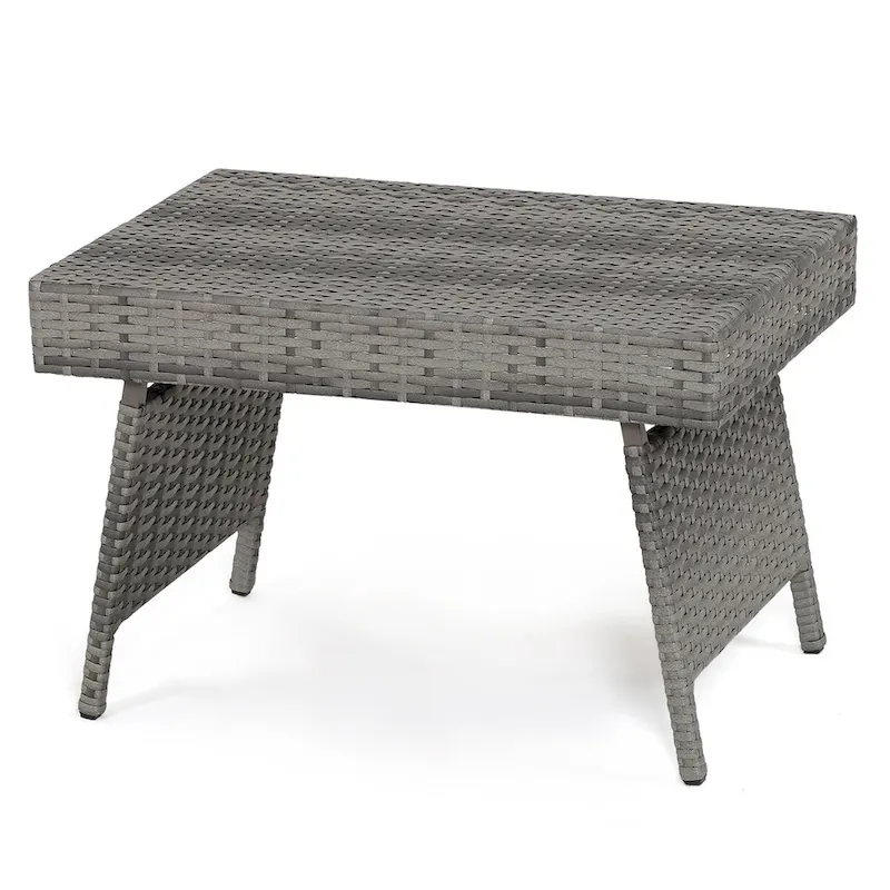 Costway Patio Folding Rattan Wicker Side Table End Coffee Table - 24  x 16  x 16  (L x W x H)