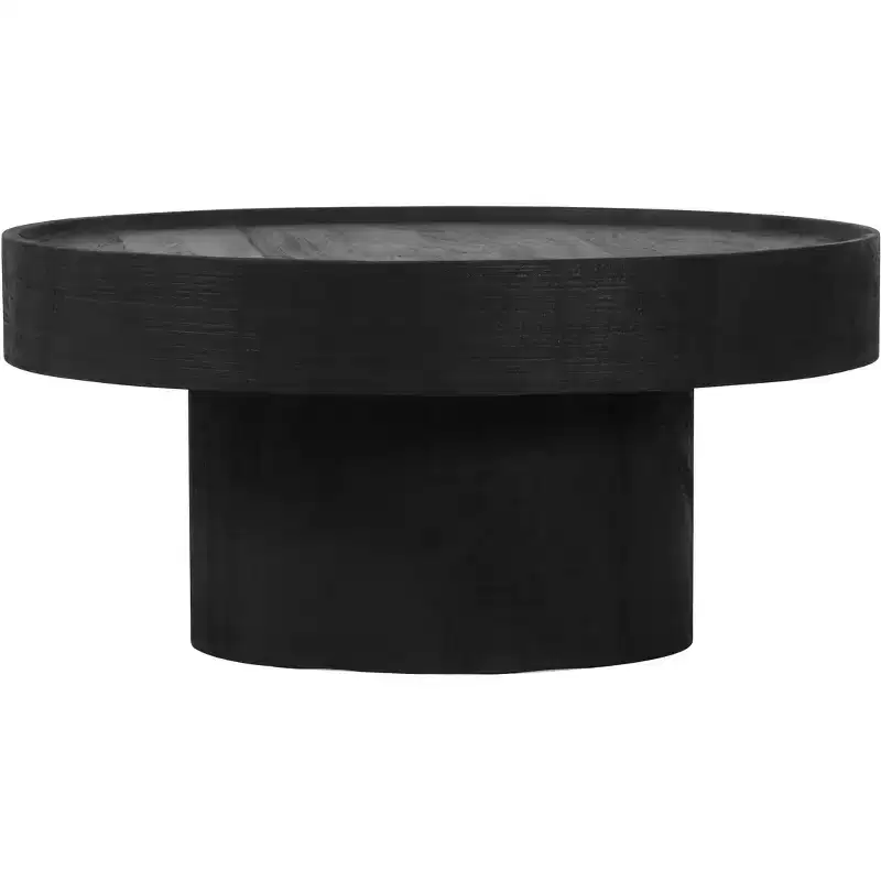 The Dalles Coffee Table Mango Wood Black - ZM Home: Modern Pedestal Base, No Assembly, 1-Year Warranty