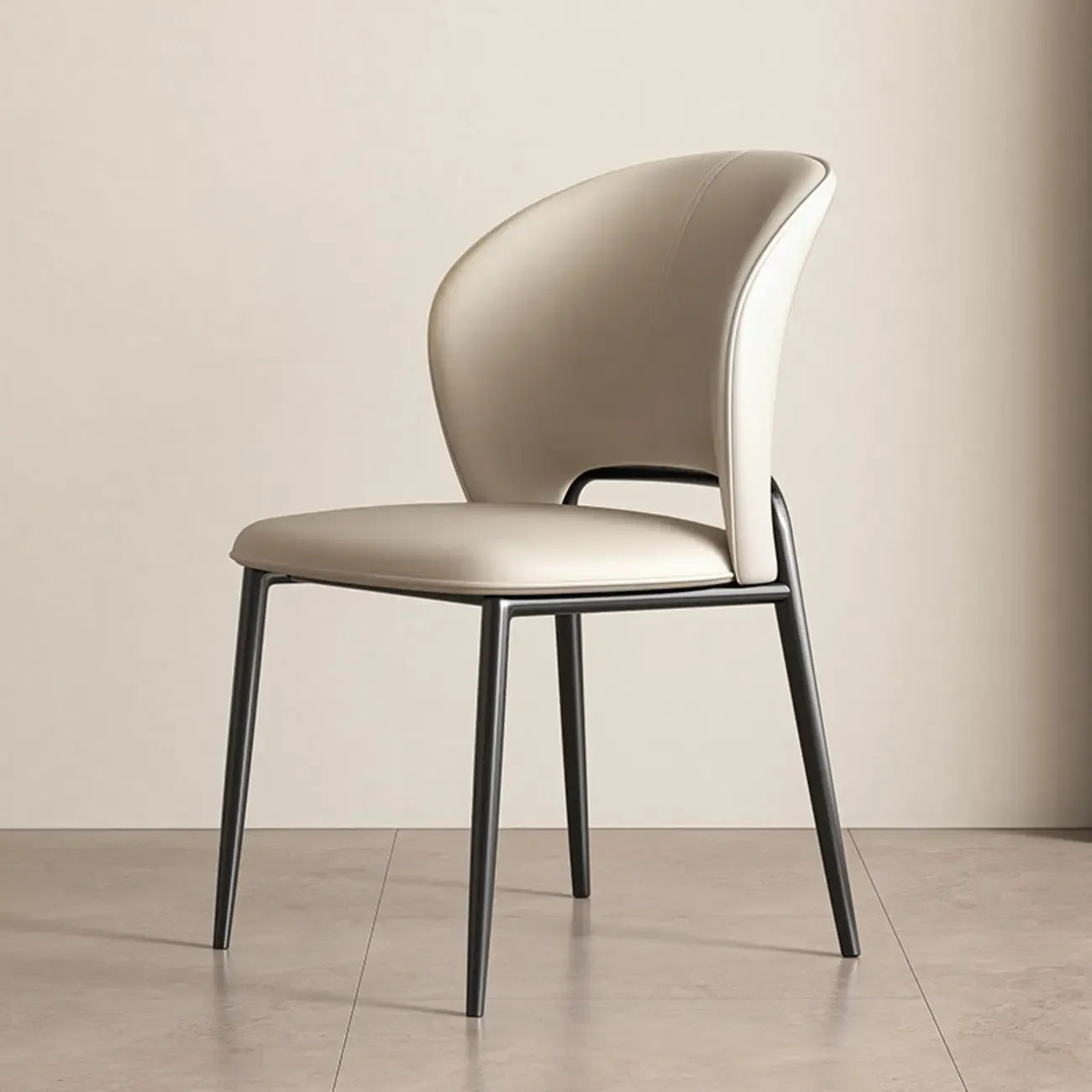 Modern Faux Leather Curved Low Back Dining Chair