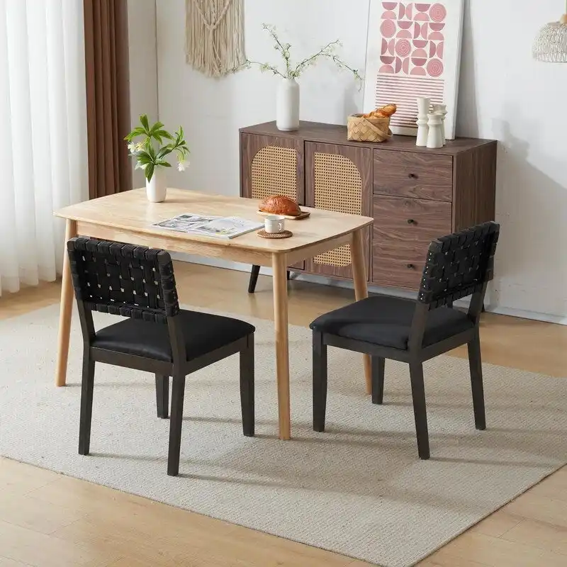 Mid Century Modern Wooden Dining Chairs Set of 2