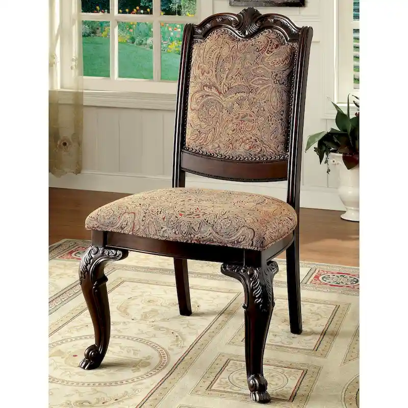 Kova Traditional Cherry Fabric Formal Dining Chairs (Set of 2)