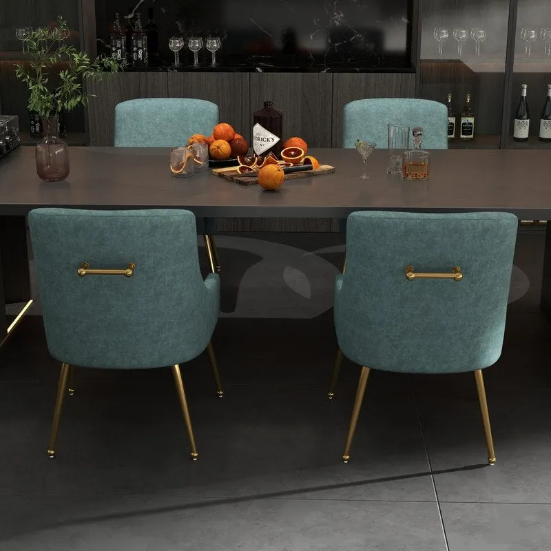 SEYNAR Modern Glam PU Leather Dining Chair or Vanity Chair Set of 4 with Rear Handle