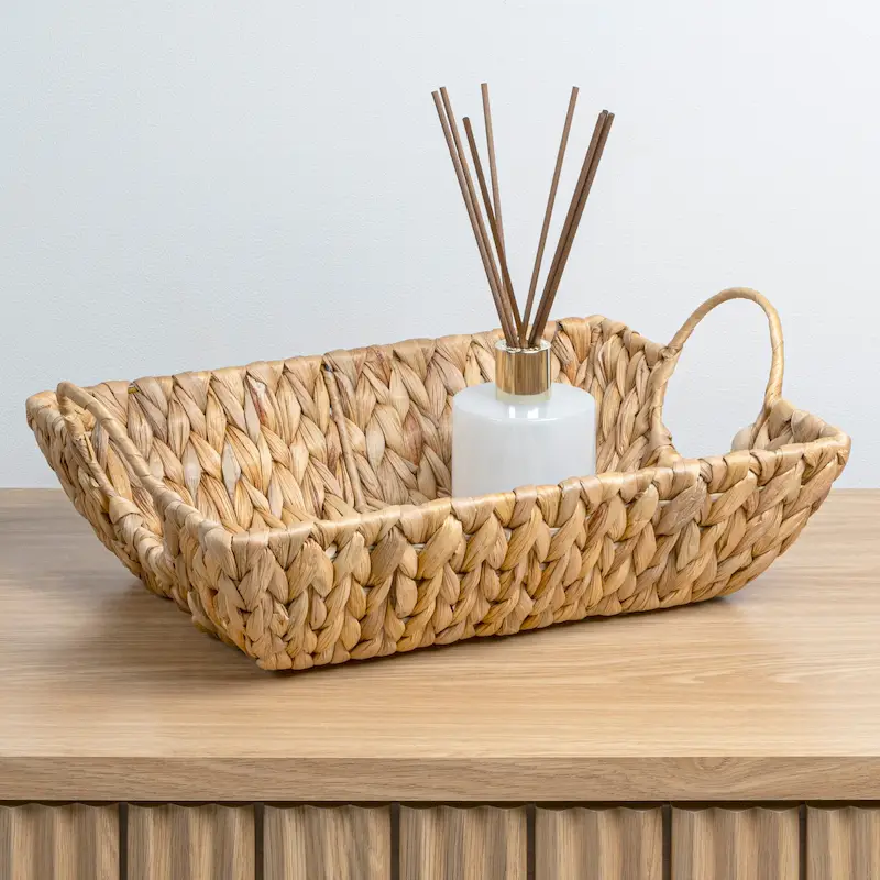 happimess Rectangular Decorative Basket Trays, Handles (Set 3)