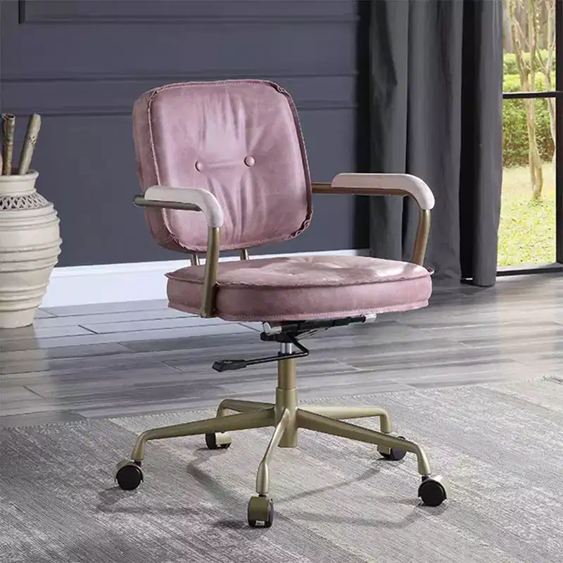 25" Siecross Grain Leather Reclining Accent Chair Pink - Acme Furniture: Swivel, Metal Frame, No Assembly