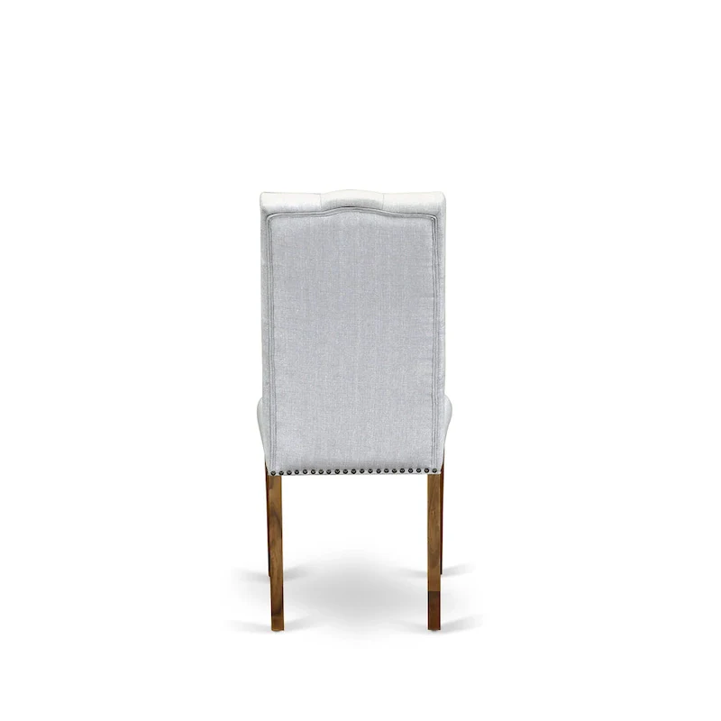 3 Piece Dining Table Set Contains a Round Dining Table and 2 Linen Fabric Parson Chairs, (Finish Options)