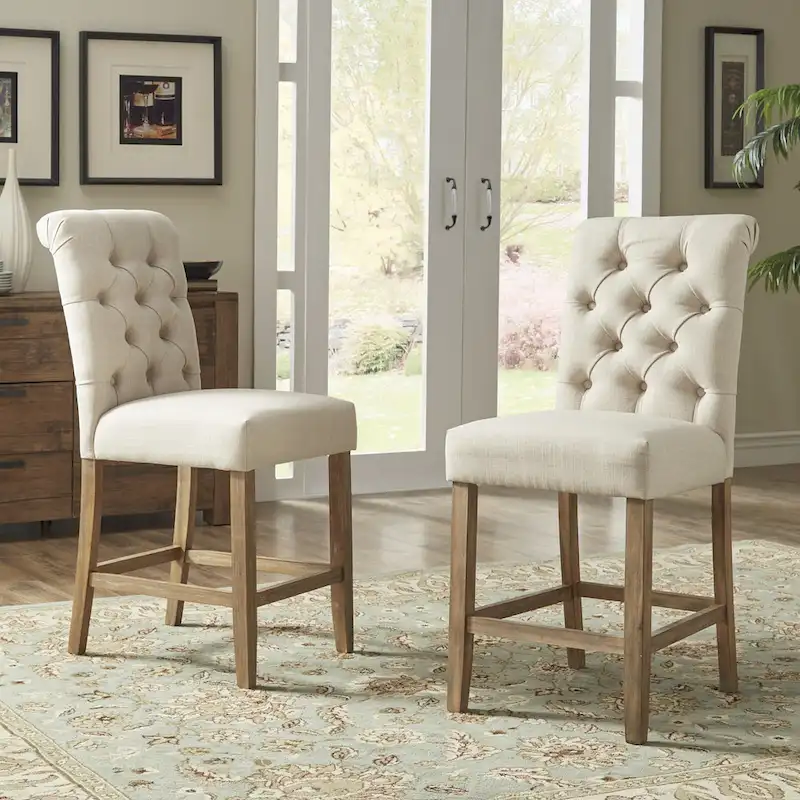 Premium Tufted Roll-Back Counter/Bar Stools (Set of 2)