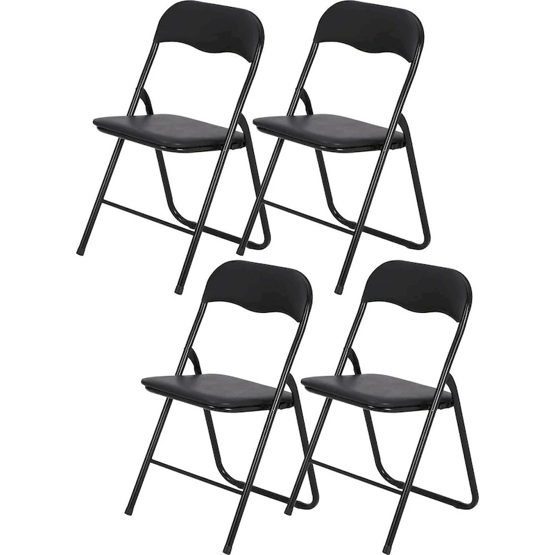 4 Folding Chairs with Cushion, with Non-Slip Feet Pads