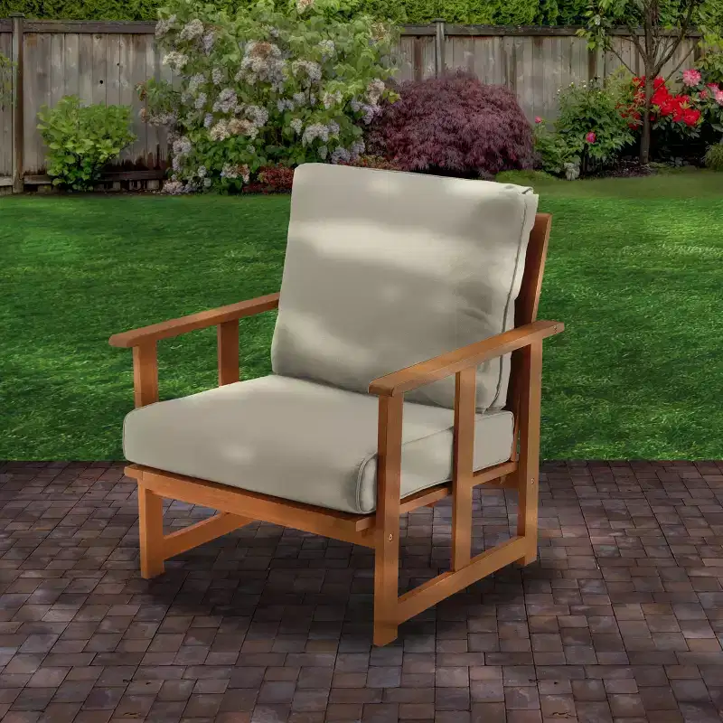 Eucalyptus Grandis Wood Cushioned Club Chair Beige - National Tree Company