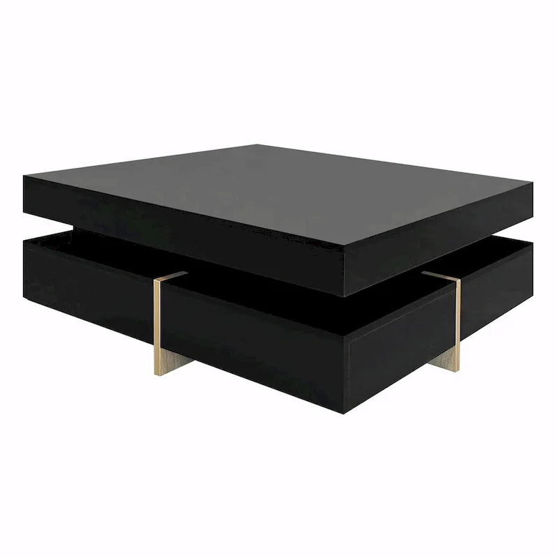 Stylish High Gloss Coffee Table with 4 Drawers