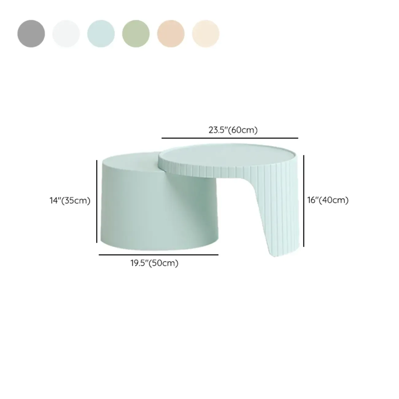 Extendable Acrylic Round Nesting Coffee Table with Tray Top