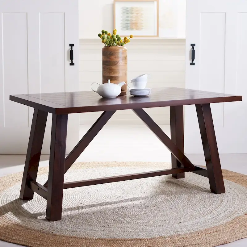 Laverna Brown Rectangle Dining Table - 57  W x 36  L x 30  H - 57Wx36Dx30H