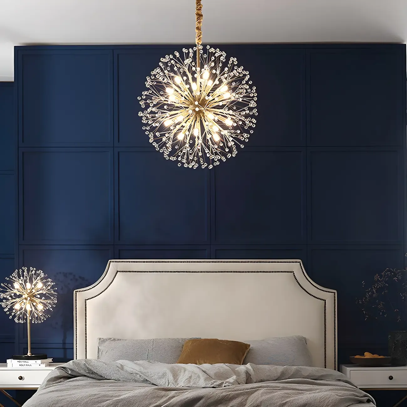 Modern Adjustable Gold Crystal Sputnik Starburst Chandelier