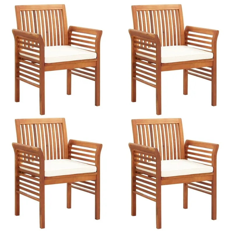 vidaXL Modern Dining Chair Patio Dining Chair with Cushion Solid Wood Acacia