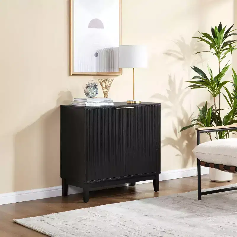 Okak Modern Storage Cabinet, Entryway Cabinet with 2 Doors, Decorative Cabinet for Living Room, Office, Entryway