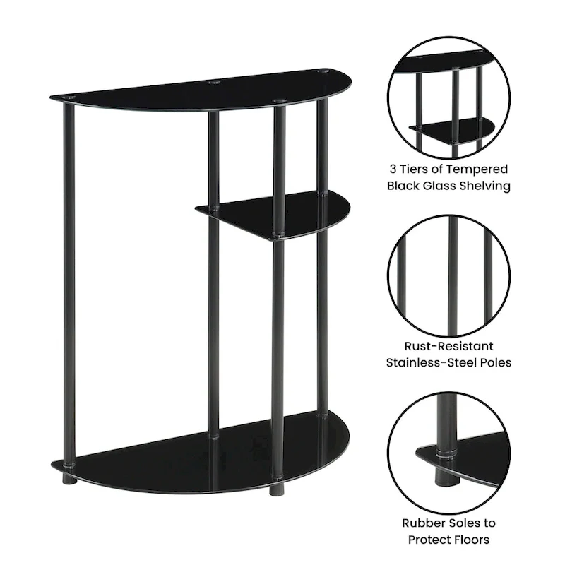 Convenience Concepts Classic Glass 3 Tier Display Entryway Hall Table