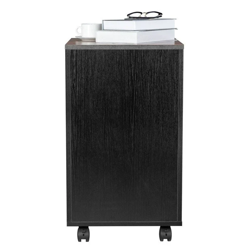 2-Drawer Rolling Wood File Cabinet with Lock