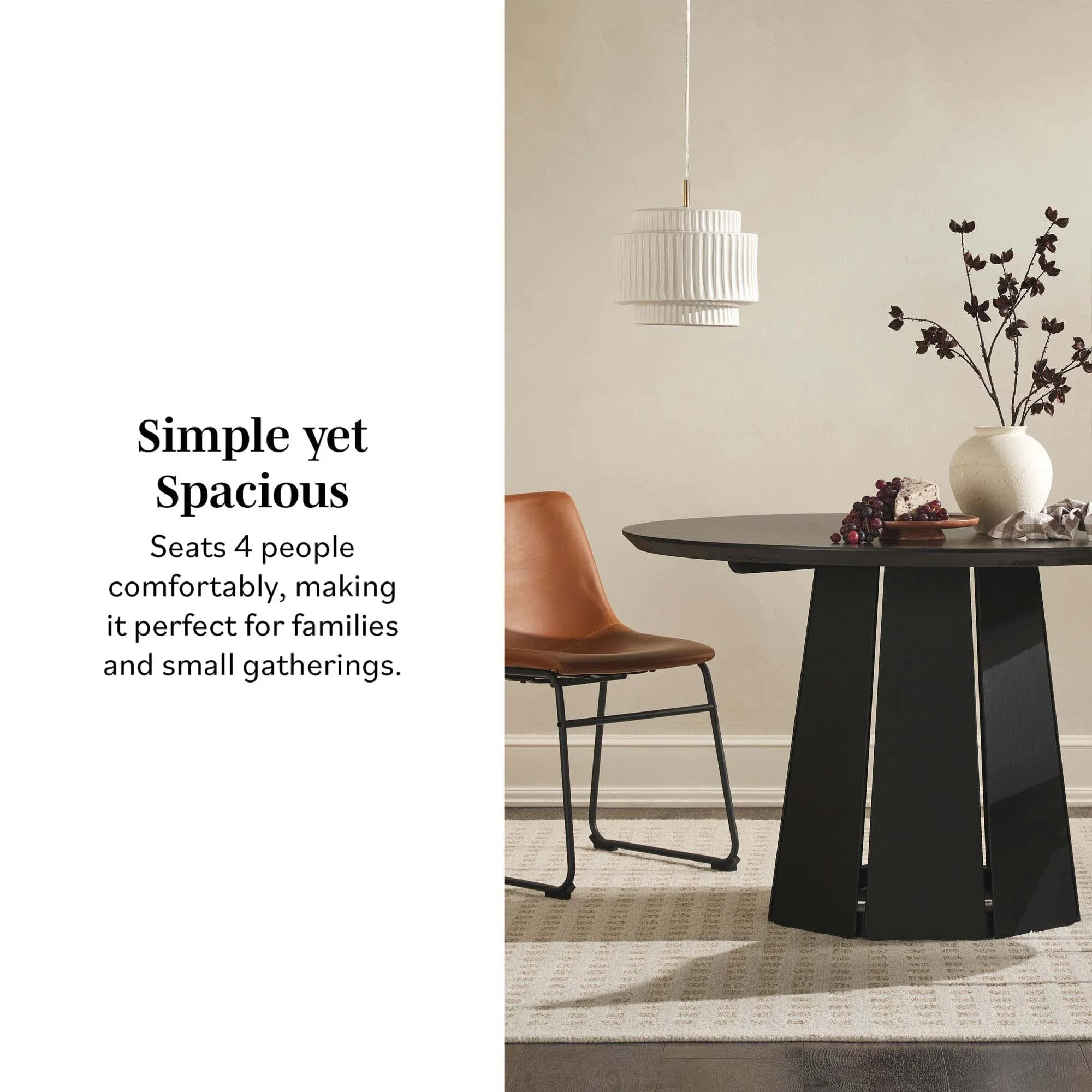 Koa 48 Round Solid Wood Pedestal Dining Table