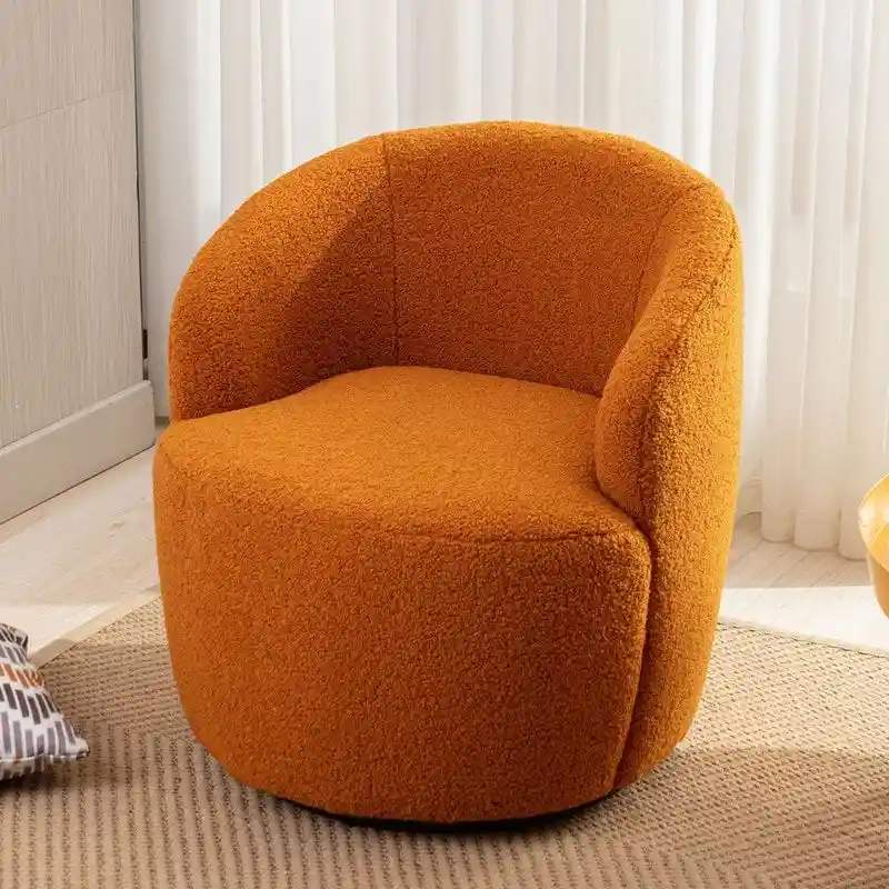Teddy Fabric Swivel Accent Barrel Chair With Powder Coating Metal Ring