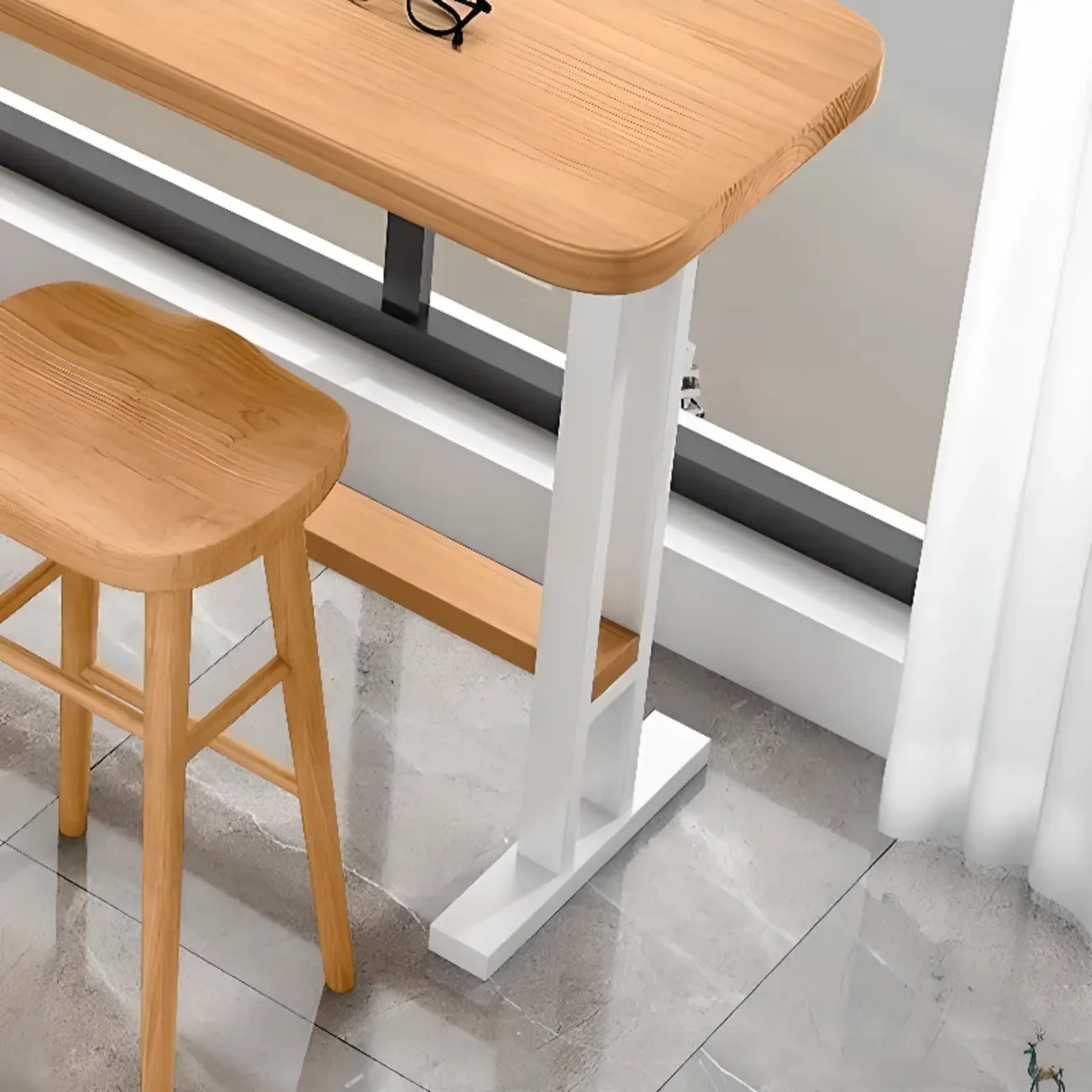 Modern Natural Wood Fixed Design Bar Tables