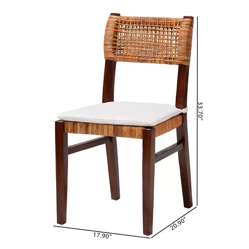 bali & pari Dameka Rattan and Wood Dining Chair Honey/White/Dark Brown