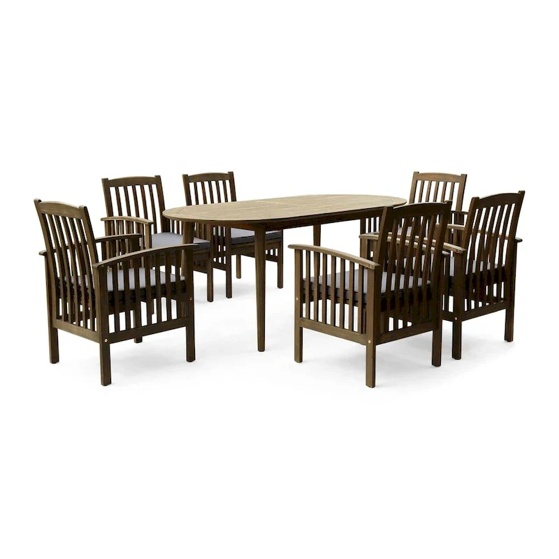 Casa Outdoor 6-seater Oval Acacia Dining Set by Christopher Knight Home