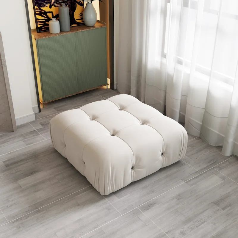 Minimalist Square Velvet Upholstery Ottoman