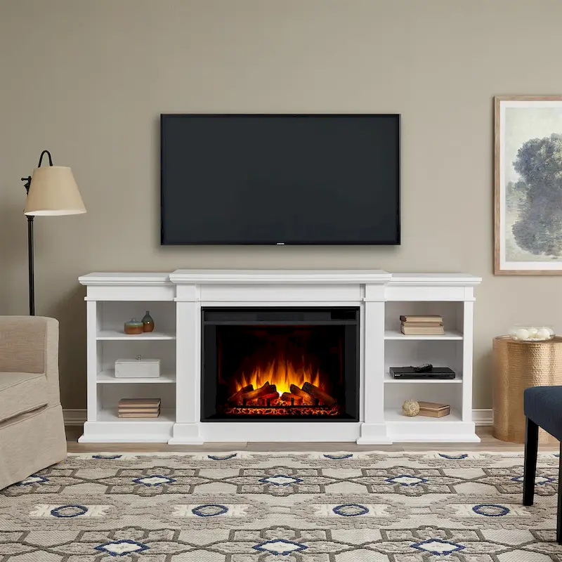 White Electric Fireplace TV Stand, Fits up to 80
