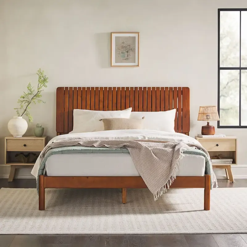 Middlebrook Designs Slatted Headboard Modern Queen Bed
