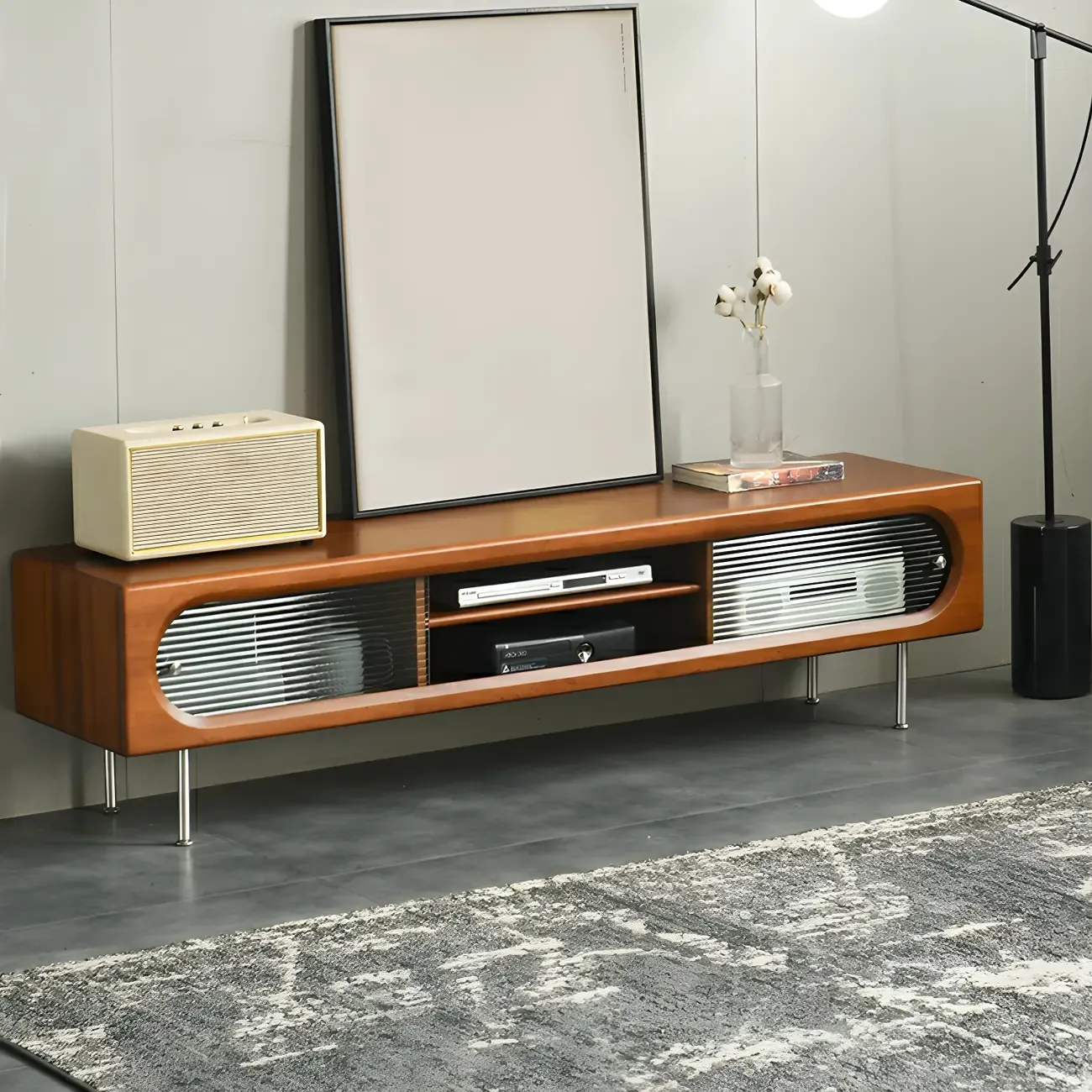 Contemporary Wood TV Stand Entertainment Center