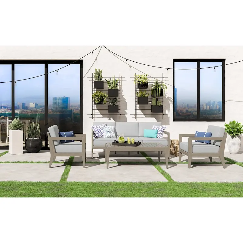 Homestyles Sustain Brown Wood Outdoor Sofa 4-Piece Set - 69