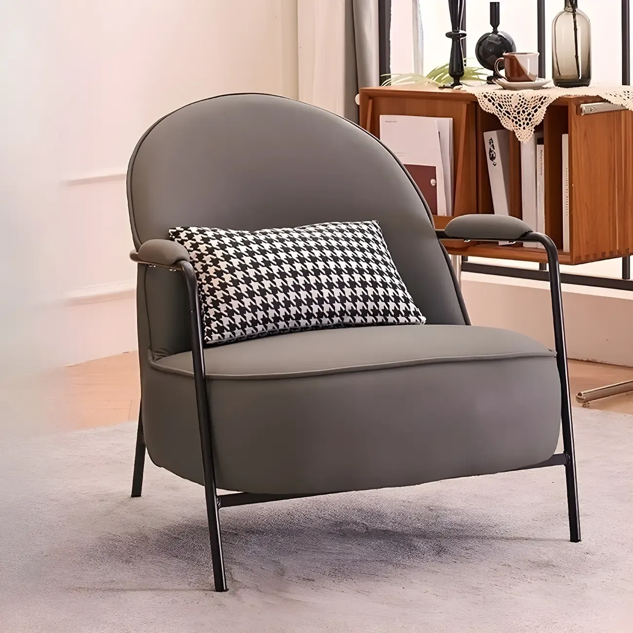 Modern Leather Arm Chair, Water-Resistant, Anti-Scratch