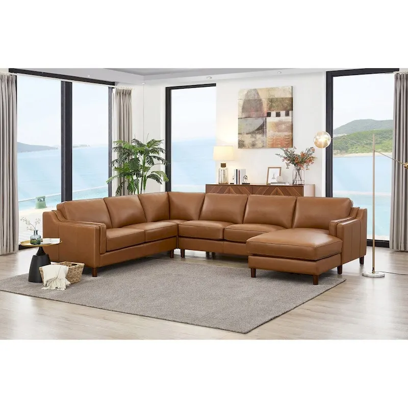 Hydeline Bella Top Grain Leather Right-Facing Sectional Sofa
