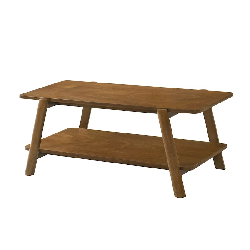 Mid-Century Modern Wood Shelf Coffee Table