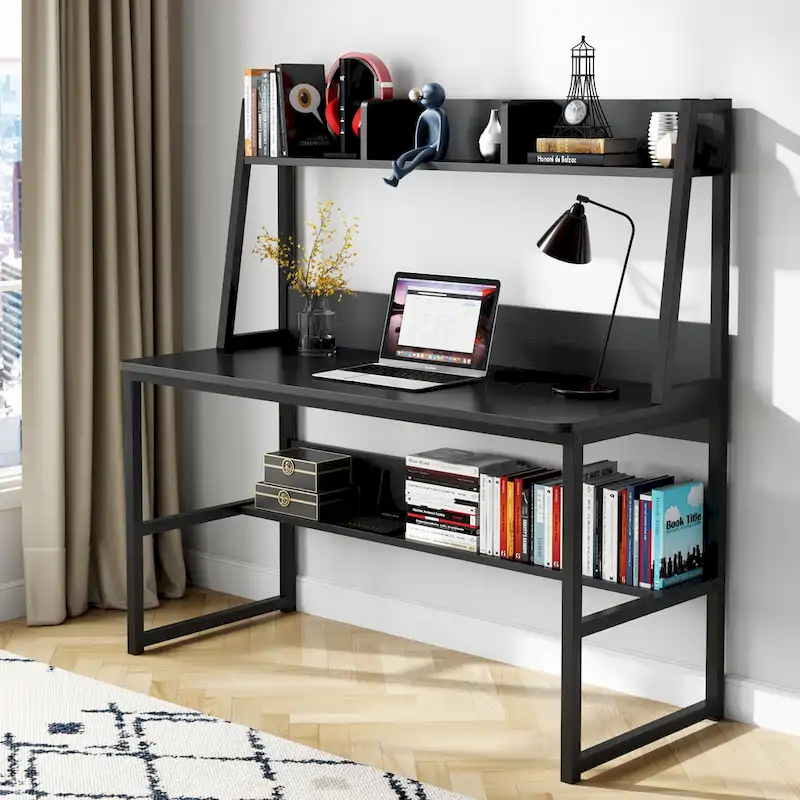 47 Inch Modern Computer Desk with Hutch and Bookshelf