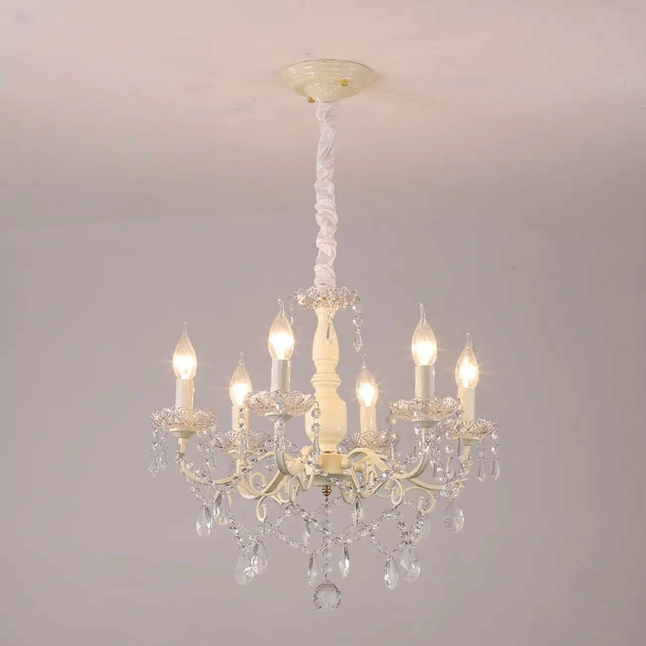 French Romantic Dimmable 8-Light Crystal Chandelier