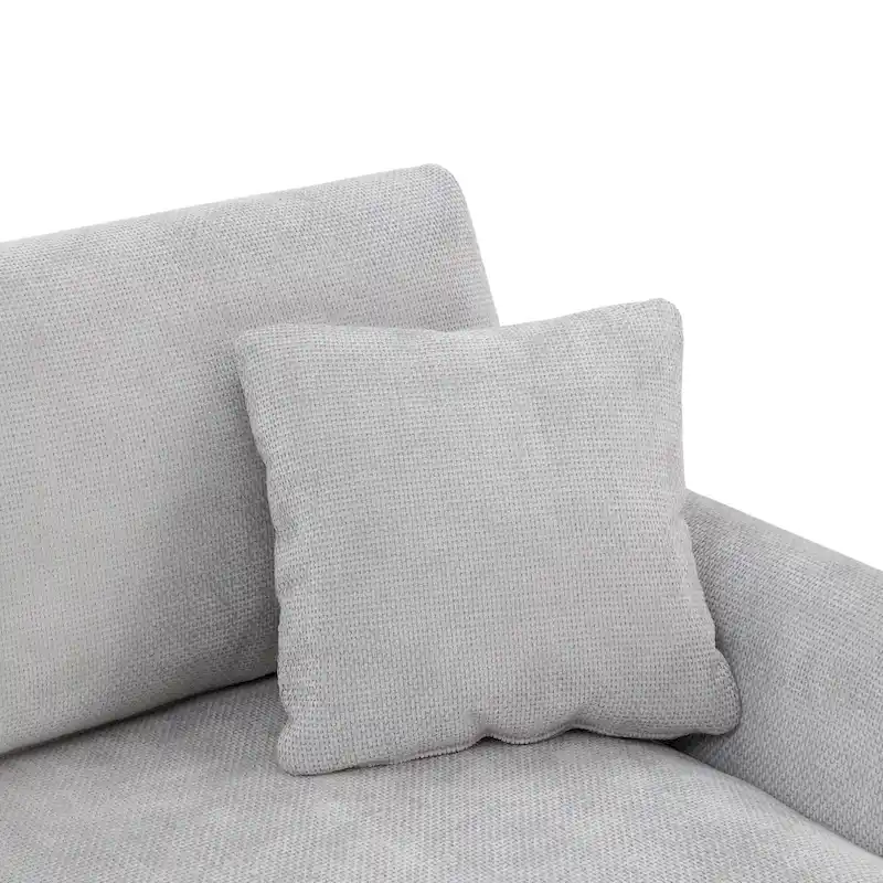 119 Chenille L-Shaped Sectional Sofa with Chaise Lounge and 2 Pillows