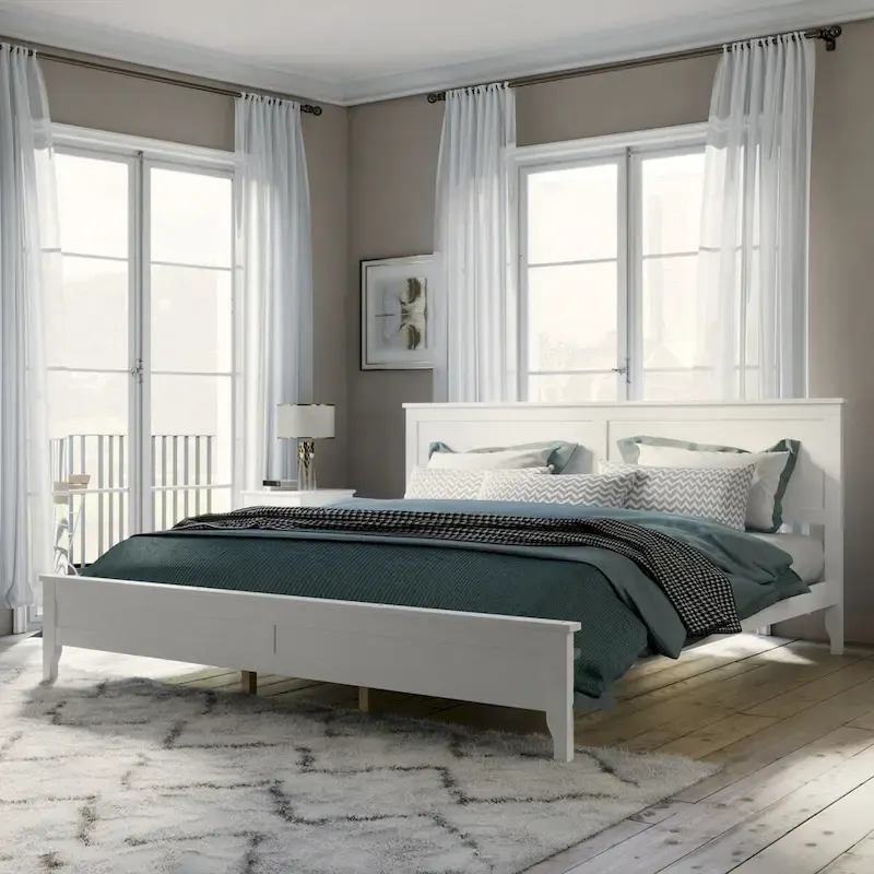 Modern Solid Wood King Platform Bed, Elegant and Durable