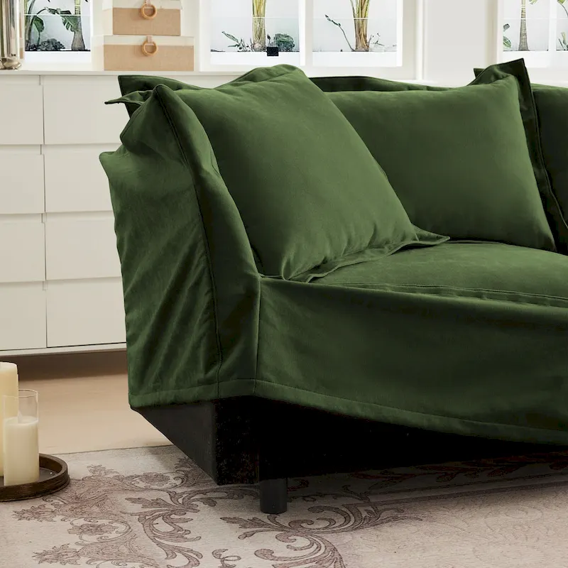 83.4 Chenille 2-Seater Sectional Sofa with Ottomans