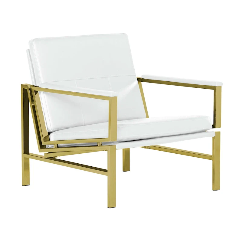 Strick & Bolton Regina Metal and Bonded Leather Mid Century Accent Chair