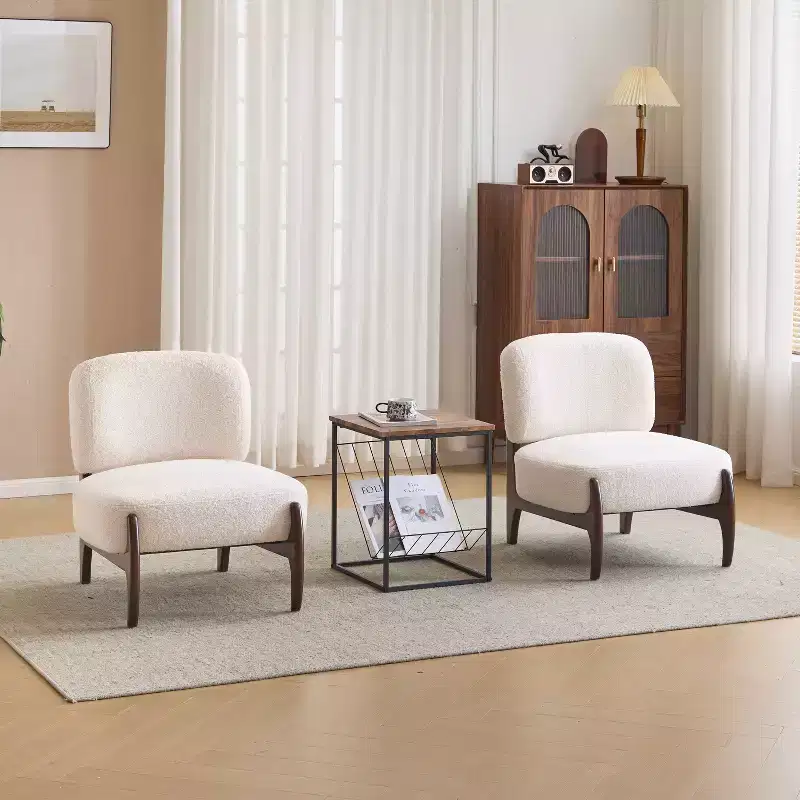 Christopher Knight Home Set of 2 Landon Modern Rubberwood Boucle Upholstered Accent Chairs