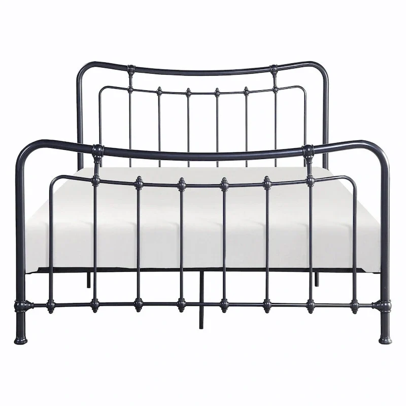 Engel Full Size Bed, Metal Spindle Frame in Gray Finish, Traditional Style