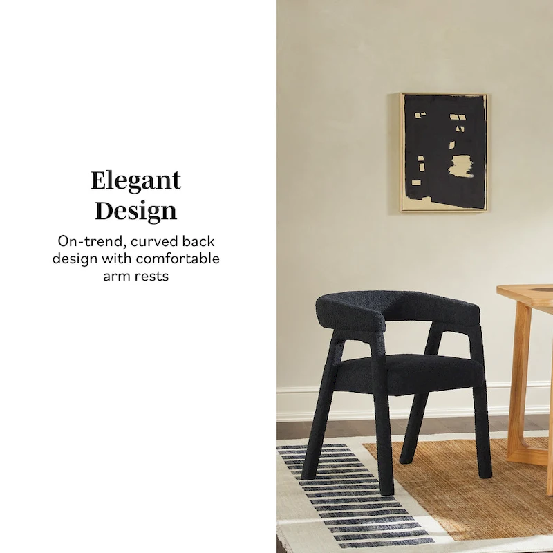 Middlebrook Modern Boucle Curved Solid Wood Dining Chair (Set of 2)