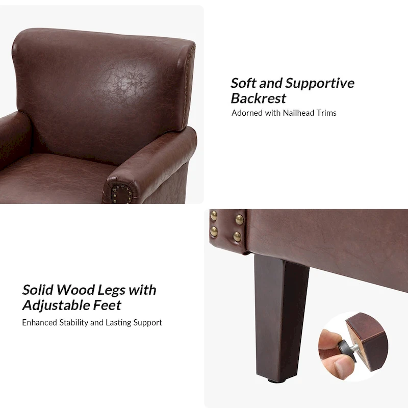 Levi Vegan Transitional Armchair with Rolled Arms Set of 2