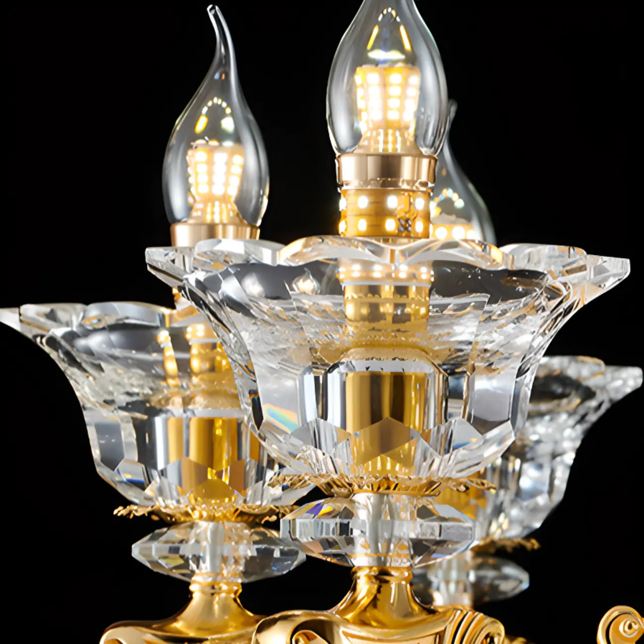 Living Room Golden Crystal Pendant Up Light Chandelier With Candelabra