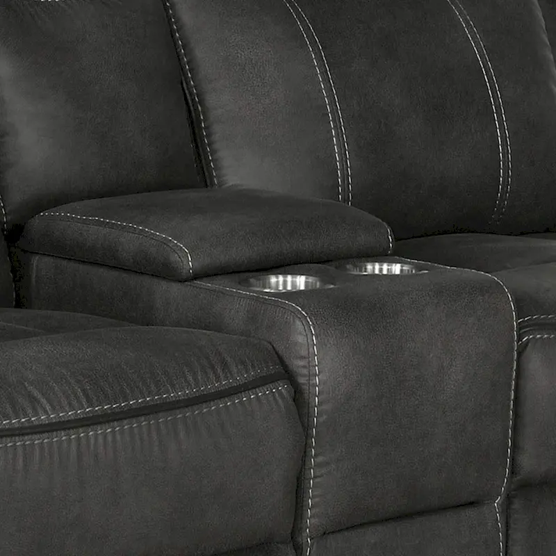 Tom 74 Inch Motion Manual Recliner Loveseat, Gel Foam, Black Faux Leather