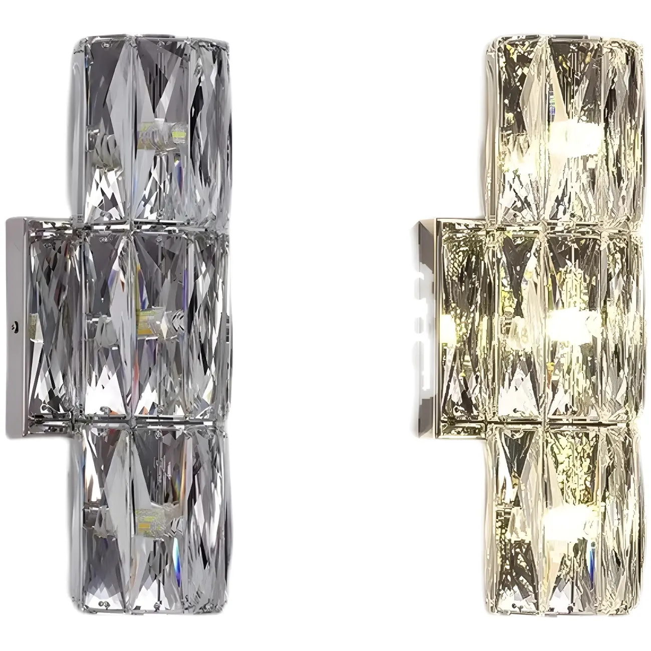 Modern 4-Light Chrome Crystal Cylinder Wall Sconce Light Fixture