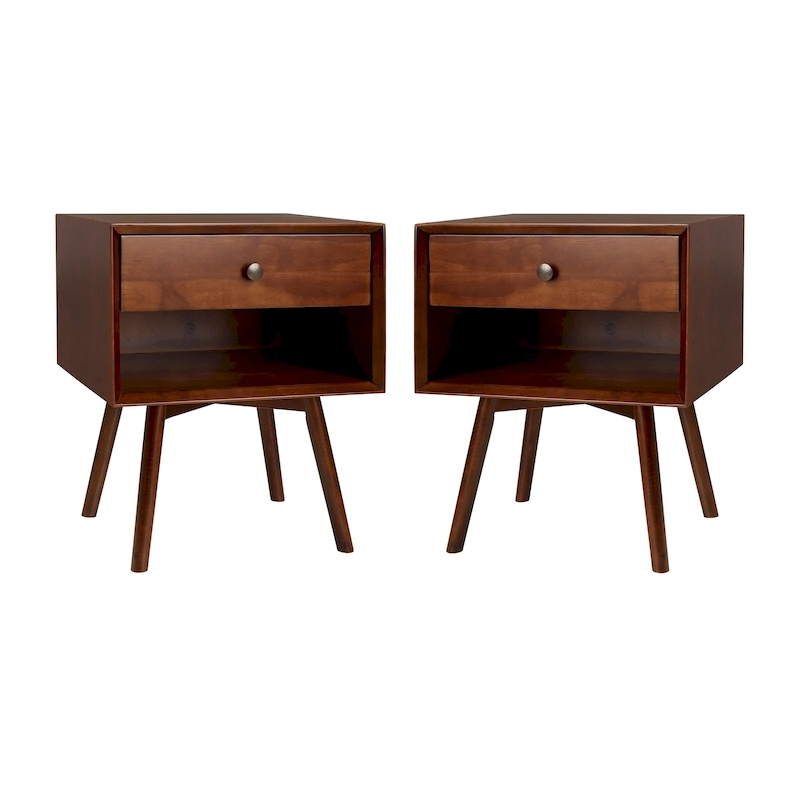 Middlebrook Mid-Century Solid Wood 1-Drawer Nightstand, Set of 2