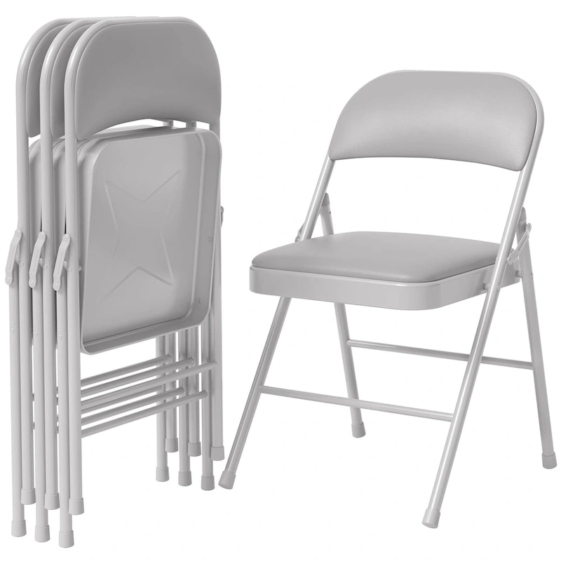 4pcs Folding Chairs With Padded Cushion and Back, Hold Up to 350 Pounds