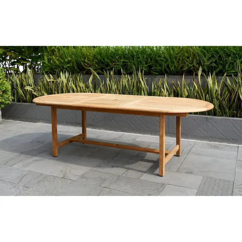 Amazonia Leble Outdoor Solid Teak Oval Patio Dining Table