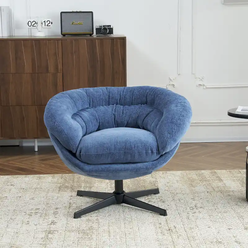 Swivel Accent Chair for 1, Chenille Upholstered - Beige / Navy Blue / Brown / Grey / Green